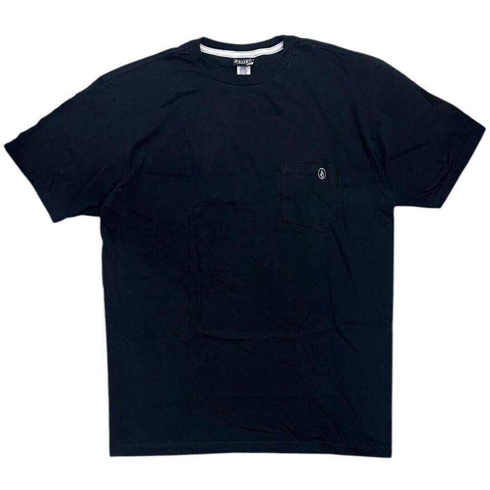 Volcom Men's Pocket T-Shirt Stone Logo Short Sleeve Tee in X-Large Black